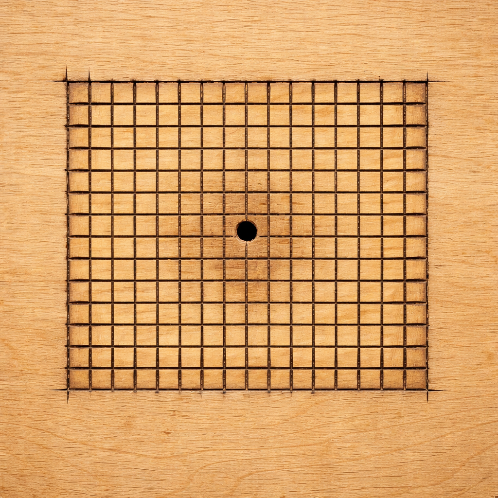 Counterpoint — carved grid woodblock